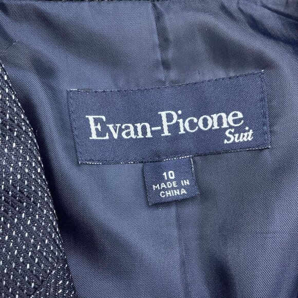 Evan Picone Blazer Women 10 Blue White Fleck Belt Suit Jacket VTG - Picture 3 of 10